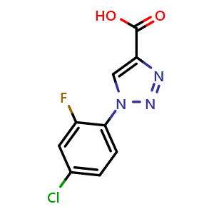 Chemical structure of 1-(4-Chloro-2-fluorophenyl)-1H-1,2,3-triazole-4-carboxylic acid , CAS 1042534-92-8, AChemBlock AD276977