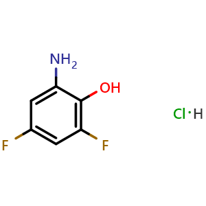 Chemical structure of 2-Amino-4,6-difluorophenol hydrochloride , CAS 192583-00-9, AChemBlock AD276983