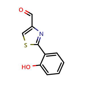 Chemical structure of 2-(2-Hydroxyphenyl)-4-thiazolecarbaldehyde , CAS 83053-39-8, AChemBlock AD276985