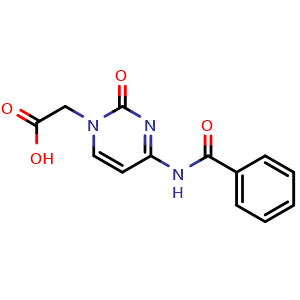 Chemical structure of (N-Benzoylcytosine-1-yl)acetic acid , CAS 168263-86-3, AChemBlock AD276987