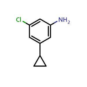 Chemical structure of 3-Chloro-5-cyclopropylaniline , CAS 1379348-14-7, AChemBlock AD276989