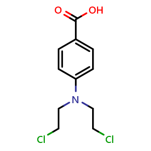 Chemical structure of 4-N-bis(2-chloroethyl)aminobenzoic acid , CAS 1141-37-3, AChemBlock AD276990