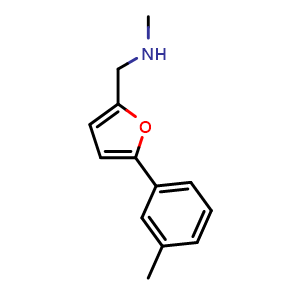 Chemical structure of N-Methyl-1-(5-(m-tolyl)furan-2-yl)methana mine , CAS 1153423-09-6, AChemBlock AD276991