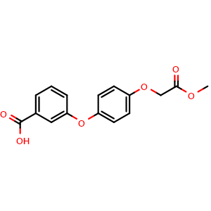 Chemical structure of 3-(4-(2-methoxy-2-oxoethoxy)phenoxy)benzoicacid , CAS 3032784-80-5, AChemBlock AD276994