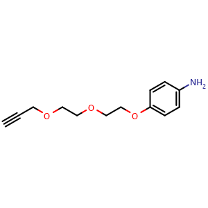 Chemical structure of 4-(2-(2-(Prop-2-yn-1-yloxy)ethoxy)ethoxy)a niline , CAS 1418310-74-3, AChemBlock AD276995