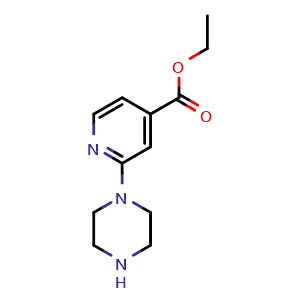 Chemical structure of Ethyl 2-(piperazin-1-yl)pyridine-4-carboxylate , CAS 2639451-59-3, AChemBlock AD277002
