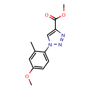 Chemical structure of Methyl 1-(4-methoxy-2-methylphenyl)-1H-1,2,3-triazole-4-carboxylate , CAS 2097965-51-8, AChemBlock AD277014