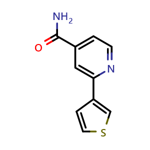 Chemical structure of 2-Thiophen-3-yl-isonicotinamide , CAS 1020540-61-7, AChemBlock AD277019