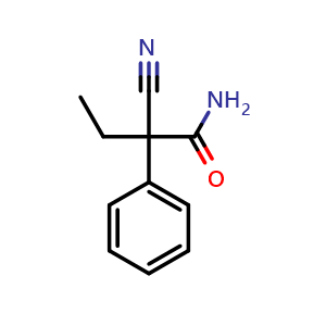 Chemical structure of rac 2-Cyano-2-phenylbutanamide , CAS 80544-75-8, AChemBlock AD277026