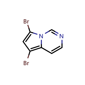 Chemical structure of 5,7-Dibromopyrrolo[1,2-c]pyrimidine , CAS 251102-33-7, AChemBlock AD277030