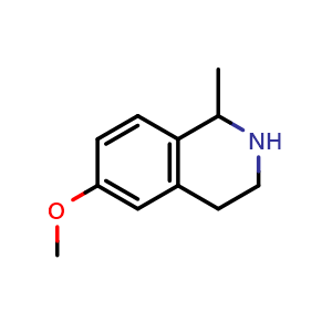 Chemical structure of 6-Methoxy-1-methyl-1,2,3,4-tetrahydroisoquinoline , CAS 25939-83-7, AChemBlock AD277035