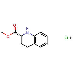 Chemical structure of (R)-methyl 1,2,3,4-tetrahydroquinoline-2-carboxylate hydrochloride , CAS 63492-81-9, AChemBlock AD277037
