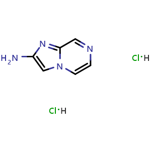 Chemical structure of Imidazo[1,2-a]pyrazin-2-ylamine dihydrochloride , CAS 2416991-42-7, AChemBlock AD277038