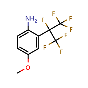 Chemical structure of 4-Methoxy-2-[1,2,2,2-tetrafluoro-1-(trifluoromethyl)ethyl]benzenamine , CAS 273735-91-4, AChemBlock AD277046