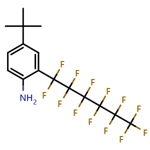 Chemical structure of 4-(tert-Butyl)-2-(perfluorohexyl)aniline , CAS 257868-09-0, AChemBlock AD277047