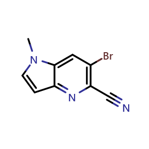 Chemical structure of 6-Bromo-1-methyl-1H-pyrrolo[3,2-b]pyridine-5-carbonitrile , CAS 1537208-18-6, AChemBlock AD277063