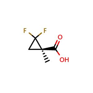 Chemical structure of (1R)-2,2-Difluoro-1-methyl-cyclopropanecarboxylic acid , CAS 2380524-65-0, AChemBlock AD277068