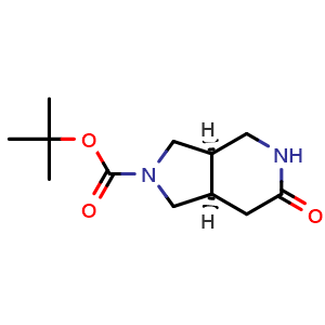Chemical structure of tert-Butyl (3aR,7aR)-6-oxo-3,3a,4,5,7,7a-hexahydro-1H-pyrrolo[3,4-c]pyridine-2-carboxylate , CAS 2166243-66-7, AChemBlock AD277069