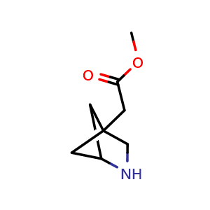 Chemical structure of methyl 2-{2-azabicyclo[2.1.1]hexan-4-yl}acetate , CAS 2090462-37-4, AChemBlock AD277081