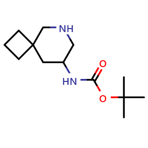 Chemical structure of tert-Butyl N-{6-azaspiro[3.5]nonan-8-yl}carbamate , CAS 1823977-72-5, AChemBlock AD277085