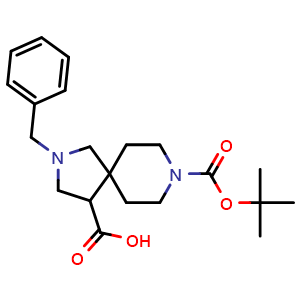 Chemical structure of 2-benzyl-8-[(tert-Butoxy)carbonyl]-2,8-diazaspiro[4.5]decane-4-carboxylic acid , CAS 1221278-69-8, AChemBlock AD277095