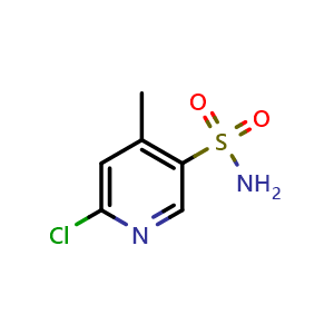 Chemical structure of 6-chloro-4-methylpyridine-3-sulfonamide , CAS 1601779-73-0, AChemBlock AD277110