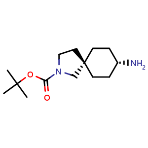 Chemical structure of cis-tert-butyl 8-amino-2-azaspiro[4.5]decane-2-carboxylate , CAS 1932342-62-5, AChemBlock AD277113