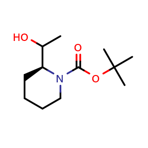 Chemical structure of tert-butyl (2S)-2-(1-hydroxyethyl)piperidine-1-carboxylate , CAS 1609122-31-7, AChemBlock AD277114