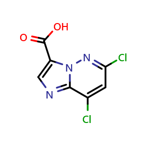 Chemical structure of 6,8-dichloroimidazo[1,2-b]pyridazine-3-carboxylic acid , CAS 1177415-92-7, AChemBlock AD277118