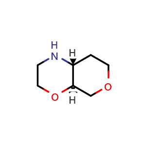 Chemical structure of trans-1,2,3,4a,5,7,8,8a-octahydropyrano[3,4-b][1,4]oxazine , CAS 1779572-94-9, AChemBlock AD277127