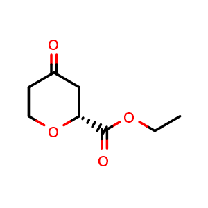 Chemical structure of Ethyl (2R)-4-oxotetrahydropyran-2-carboxylate , CAS 2200552-23-2, AChemBlock AD277134