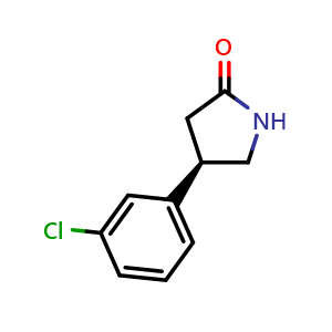 Chemical structure of (4R)-4-(3-chlorophenyl)pyrrolidin-2-one , CAS 1384268-69-2, AChemBlock AD277135