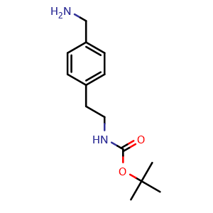 Chemical structure of tert-Butyl N-{2-[4-(aminomethyl)phenyl]ethyl}carbamate , CAS 1094689-12-9, AChemBlock AD277136