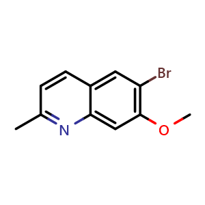 Chemical structure of 6-Bromo-7-methoxy-2-methylquinoline , CAS 2410539-97-6, AChemBlock AD277141
