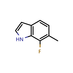 Chemical structure of 7-Fluoro-6-methyl-1H-indole , CAS 1352395-29-9, AChemBlock AD277142