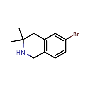 Chemical structure of 6-bromo-3,3-dimethyl-2,4-dihydro-1H-isoquinoline , CAS 2384098-85-3, AChemBlock AD277144