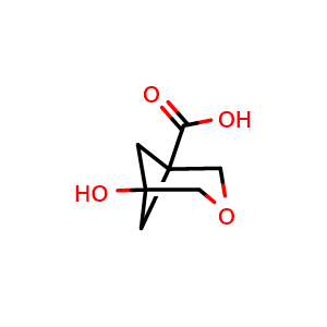 Chemical structure of 5-hydroxy-3-oxabicyclo[3.1.1]heptane-1-carboxylic acid , CAS 2920406-97-7, AChemBlock AD277146