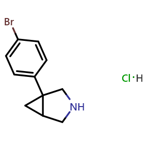 Chemical structure of 1-(4-bromophenyl)-3-azabicyclo[3.1.0]hexane hydrochloride , CAS 66504-53-8, AChemBlock AD277147