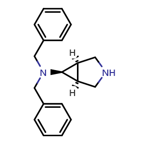 Chemical structure of rel-(1R,5S,6r)-N,N-Dibenzyl-3-azabicyclo[3.1.0]hexan-6-amine , CAS 210165-65-4, AChemBlock AD277149