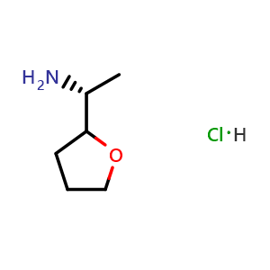 Chemical structure of (1R)-1-tetrahydrofuran-2-ylethanamine hydrochloride , CAS 2089682-47-1, AChemBlock AD277154