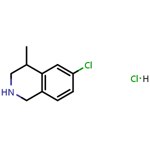 Chemical structure of 6-chloro-4-methyl-1,2,3,4-tetrahydroisoquinoline hydrochloride , CAS 73037-80-6, AChemBlock AD277159