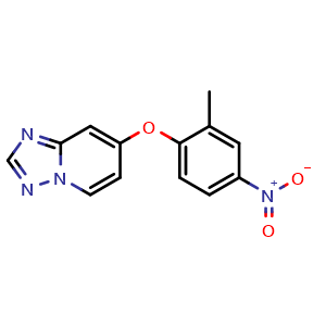 Chemical structure of 7-(2-methyl-4-nitro-phenoxy)-[1,2,4]triazolo[1,5-a]pyridine , CAS 937263-44-0, AChemBlock AD277167