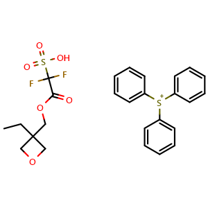 Chemical structure of 2-[(3-Ethyloxetan-3-yl)methoxy]-1,1-difluoro-2-oxo-ethanesulfonate triphenylsulfonium , CAS 1328506-26-8, AChemBlock AD277172