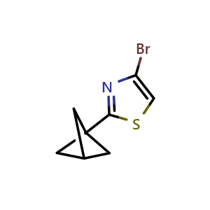 Chemical structure of 2-(1-bicyclo[1.1.1]pentanyl)-4-bromo-thiazole , CAS 2697156-67-3, AChemBlock AD277180