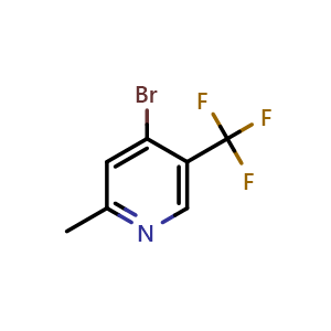 Chemical structure of 4-bromo-2-methyl-5-(trifluoromethyl)pyridine , CAS 1211524-52-5, AChemBlock AD277189