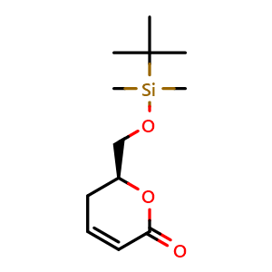 Chemical structure of (2S)-2-[[tert-Butyl(dimethyl)silyl]oxymethyl]-2,3-dihydropyran-6-one , CAS 527742-73-0, AChemBlock AD277194