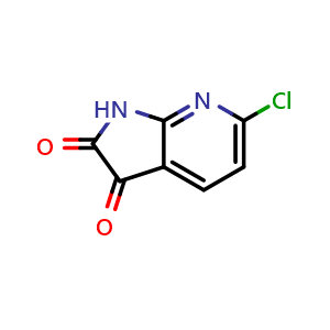 Chemical structure of 6-Chloro-1H-pyrrolo[2,3-b]pyridine-2,3-dione , CAS 1818292-89-5, AChemBlock AD277196