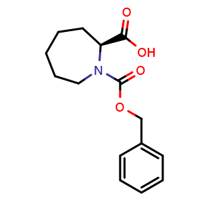 Chemical structure of (2S)-1-benzyloxycarbonylazepane-2-carboxylic acid , CAS 170116-46-8, AChemBlock AD277208