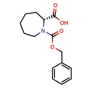 Chemical structure of (2R)-1-benzyloxycarbonylazepane-2-carboxylic acid , CAS 256446-70-5, AChemBlock AD277209