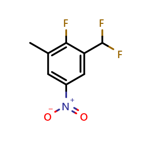 Chemical structure of 1-(Difluoromethyl)-2-fluoro-3-methyl-5-nitro-benzene , CAS 1806374-51-5, AChemBlock AD277212